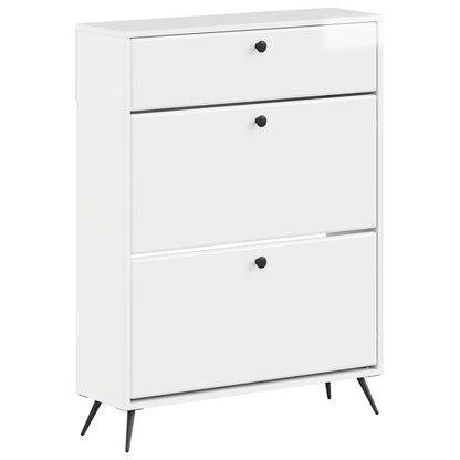 Schoenenkast BREDA 78 x 24 x 103 cm Bewerkt hout Hoogglans Wit