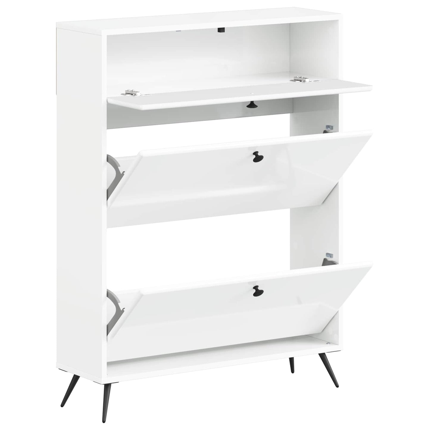 Schoenenkast BREDA 78 x 24 x 103 cm Bewerkt hout Hoogglans Wit