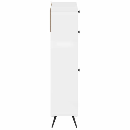 Schoenenkast BREDA 78 x 24 x 103 cm Bewerkt hout Hoogglans Wit