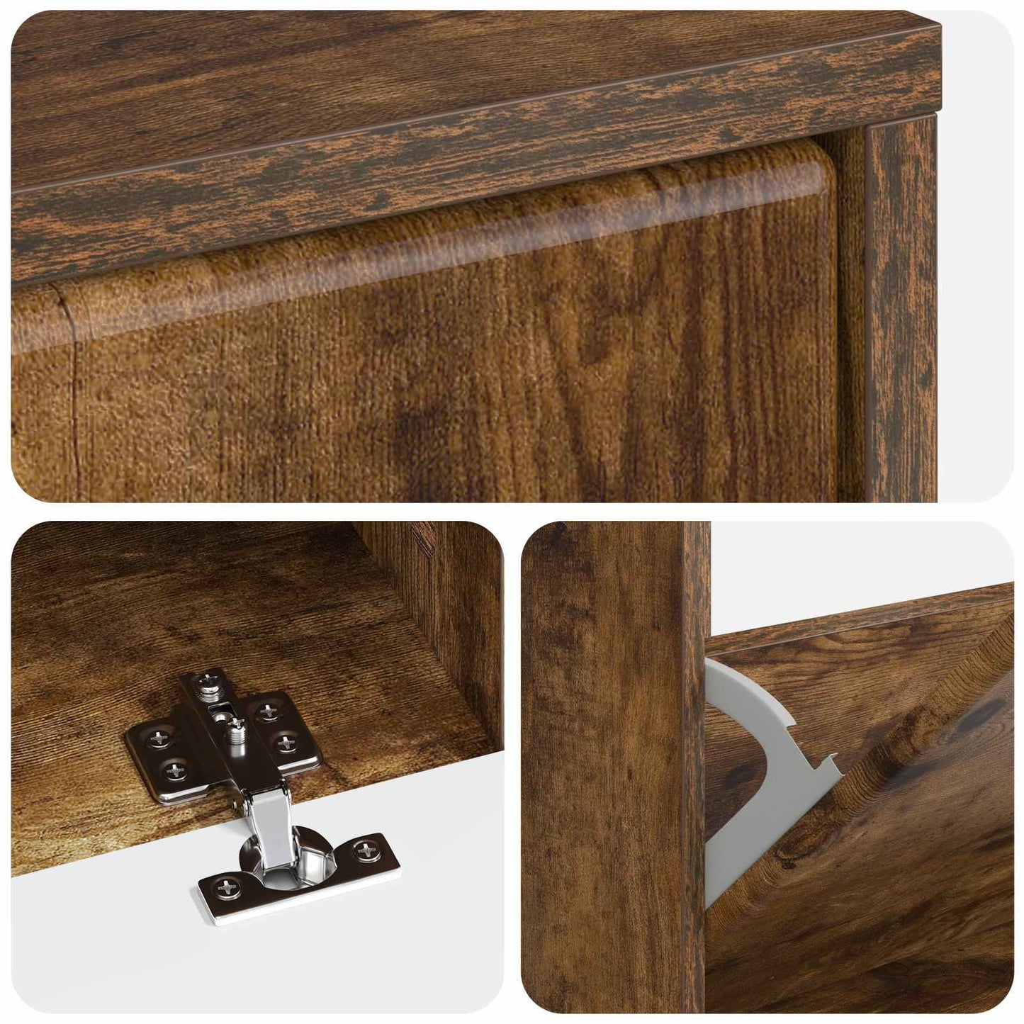 Schoenenkast BREDA 78 x 24 x 103 cm Bewerkt hout Gerookt eiken