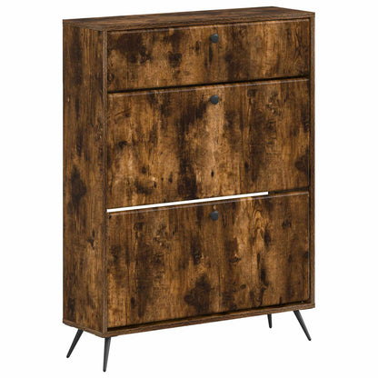 Schoenenkast BREDA 78 x 24 x 103 cm Bewerkt hout Gerookt eiken
