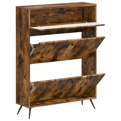 Schoenenkast BREDA 78 x 24 x 103 cm Bewerkt hout Gerookt eiken