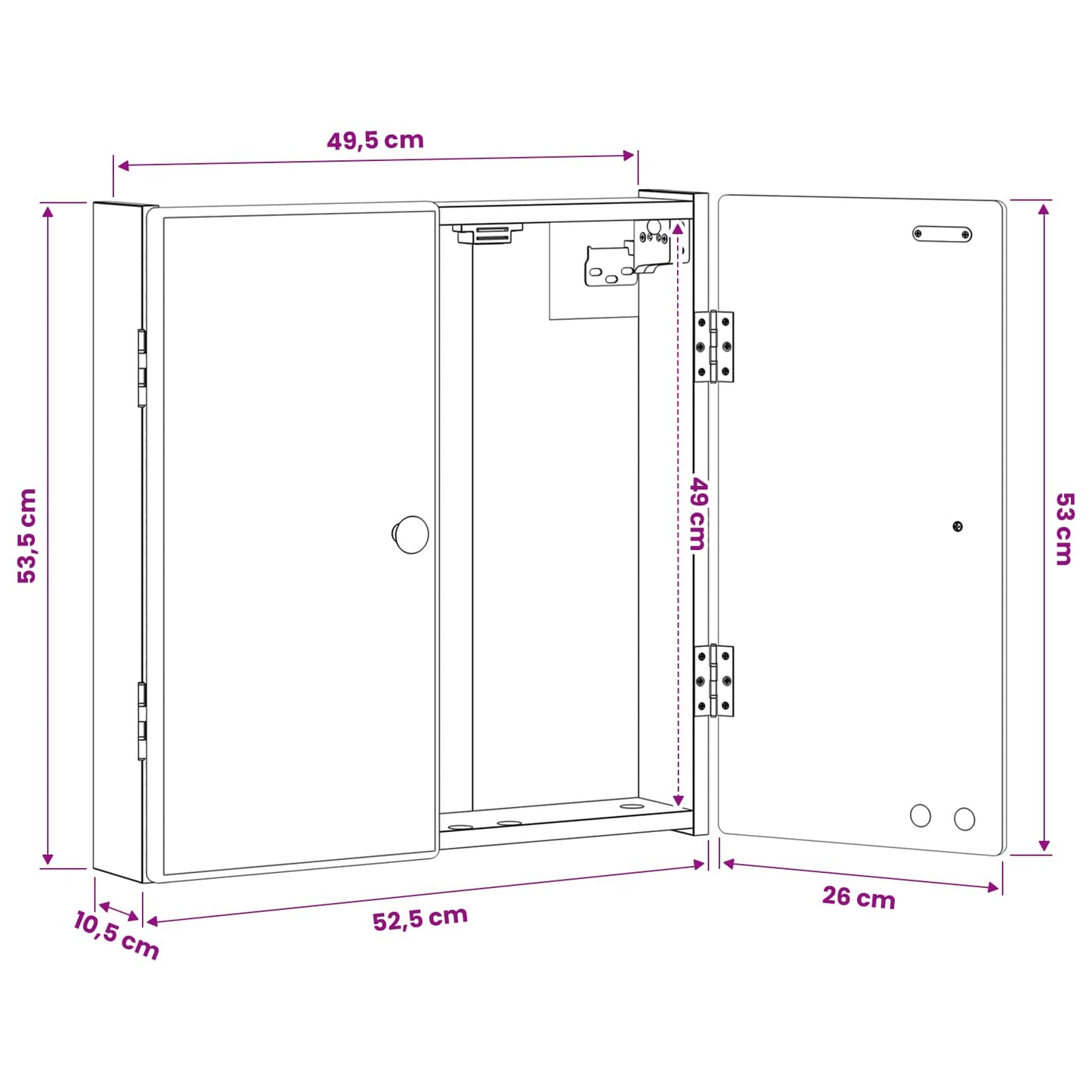 Dartbord Kabinet BREDA Oud hout 52,5 x 10,5 x 53,5 cm