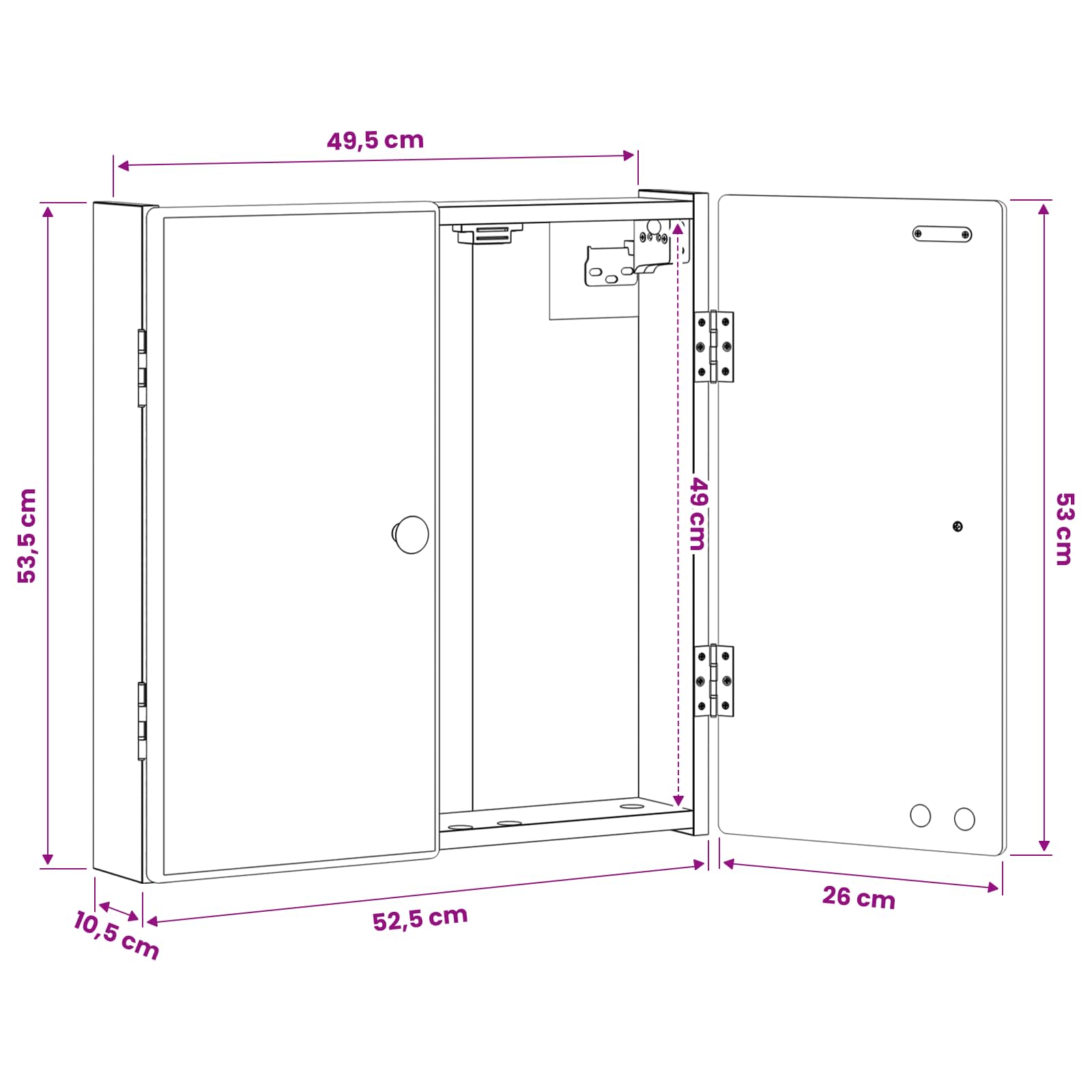 Dartbord Kabinet BREDA Oud hout 52,5 x 10,5 x 53,5 cm