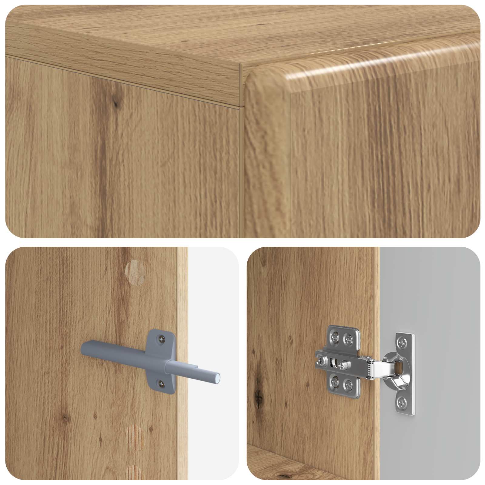 Tv-meubel Artisanaal eiken Bewerkt hout