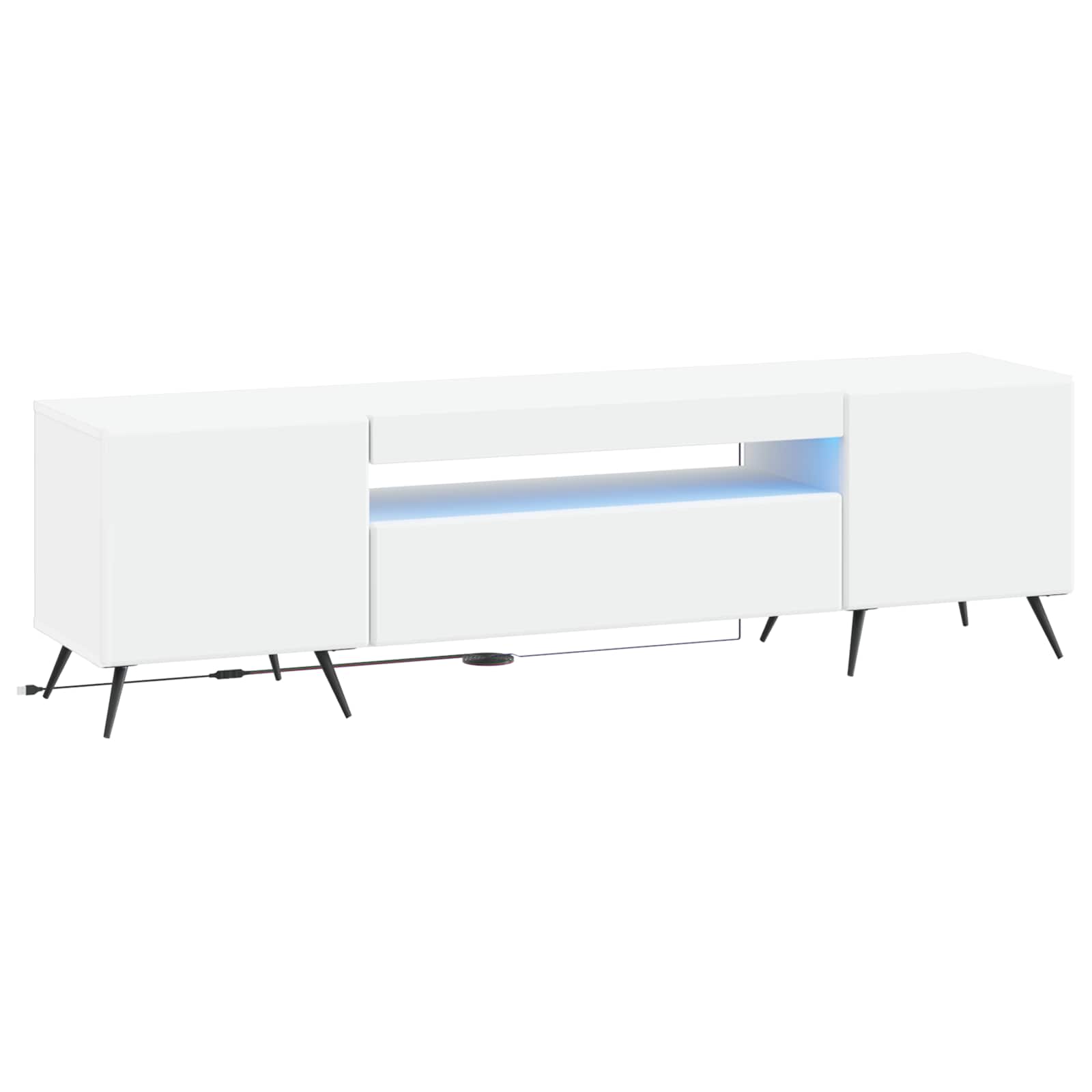 LED tv-meubel Wit Bewerkt hout