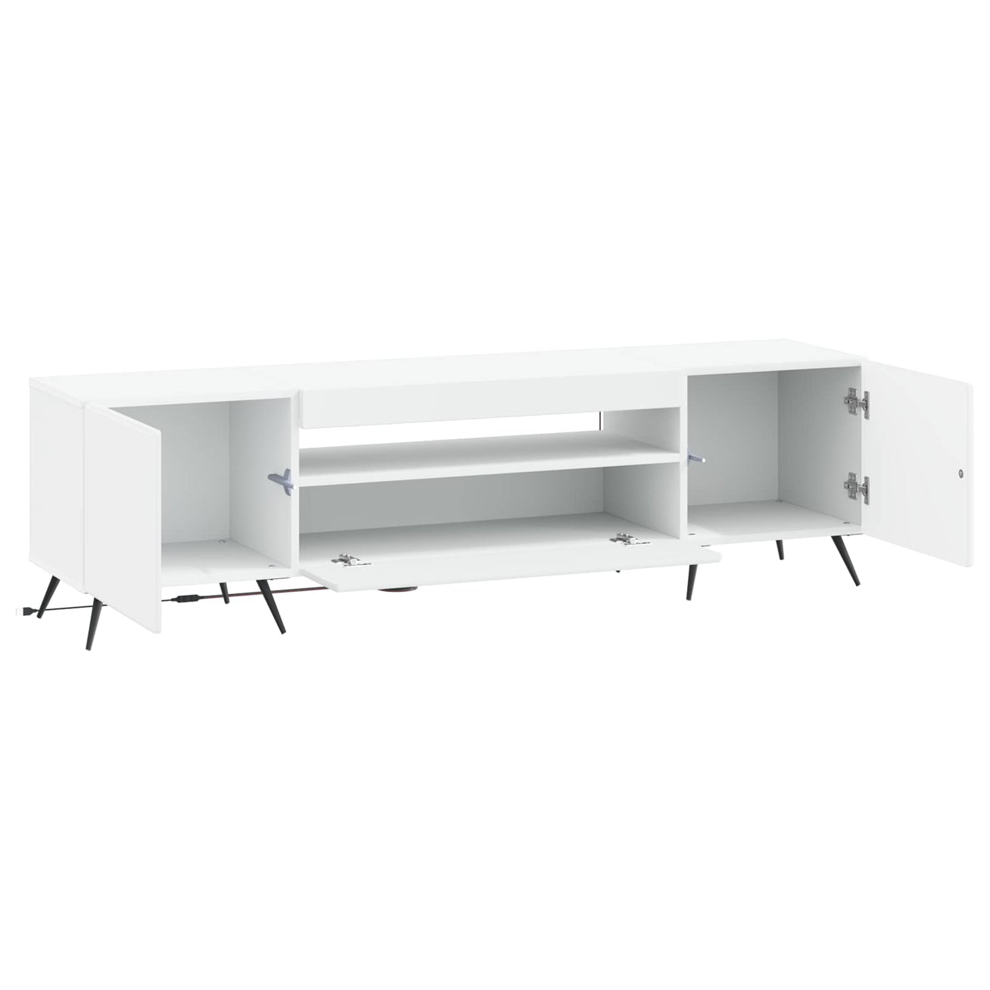 LED tv-meubel Wit Bewerkt hout
