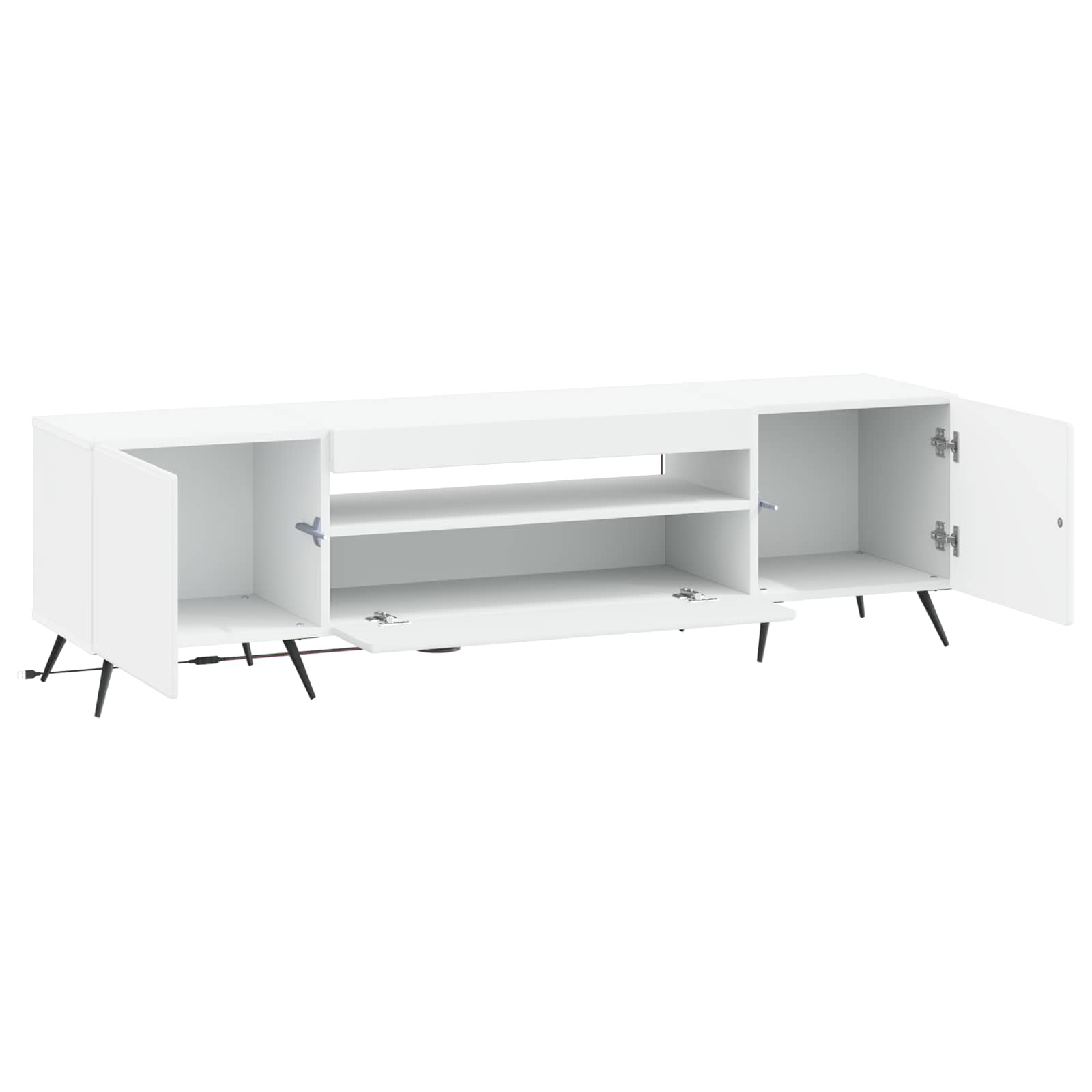 LED tv-meubel Wit Bewerkt hout