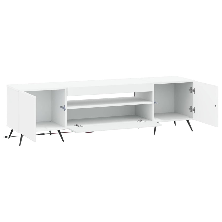 LED tv-meubel Wit Bewerkt hout