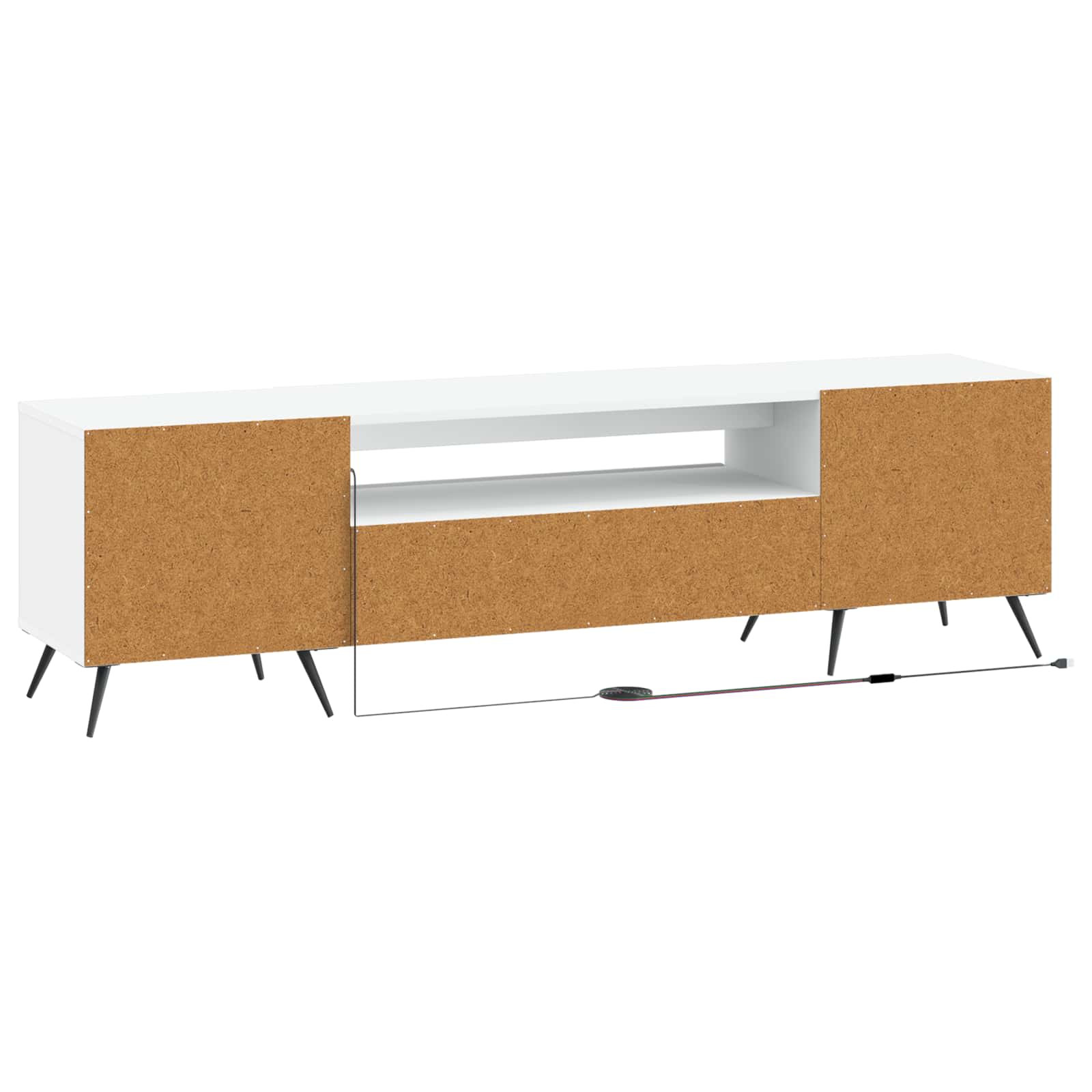 LED tv-meubel Wit Bewerkt hout