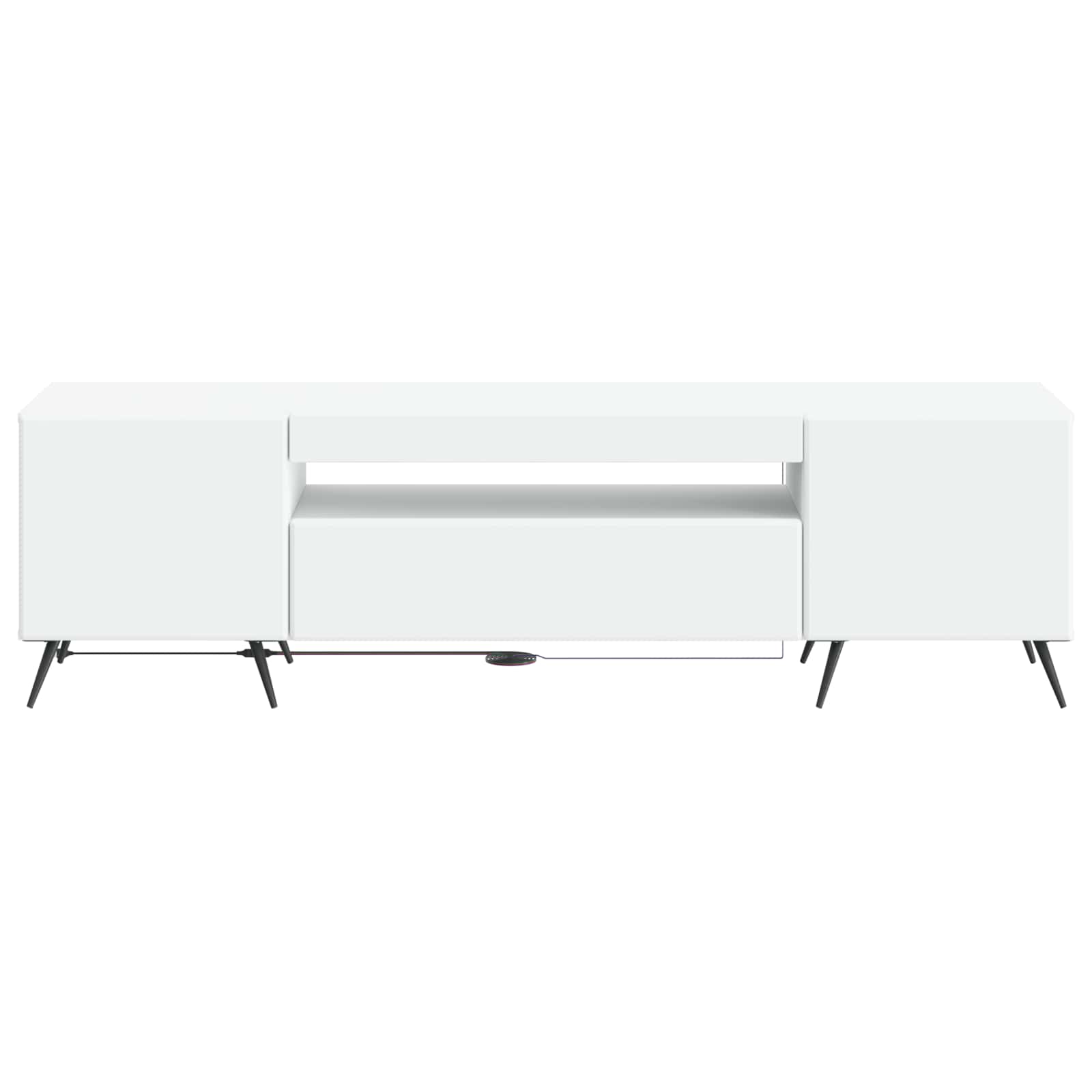 LED tv-meubel Wit Bewerkt hout
