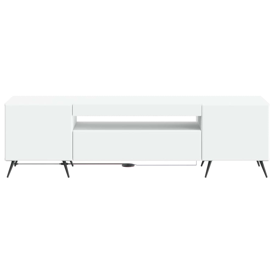 LED tv-meubel Wit Bewerkt hout