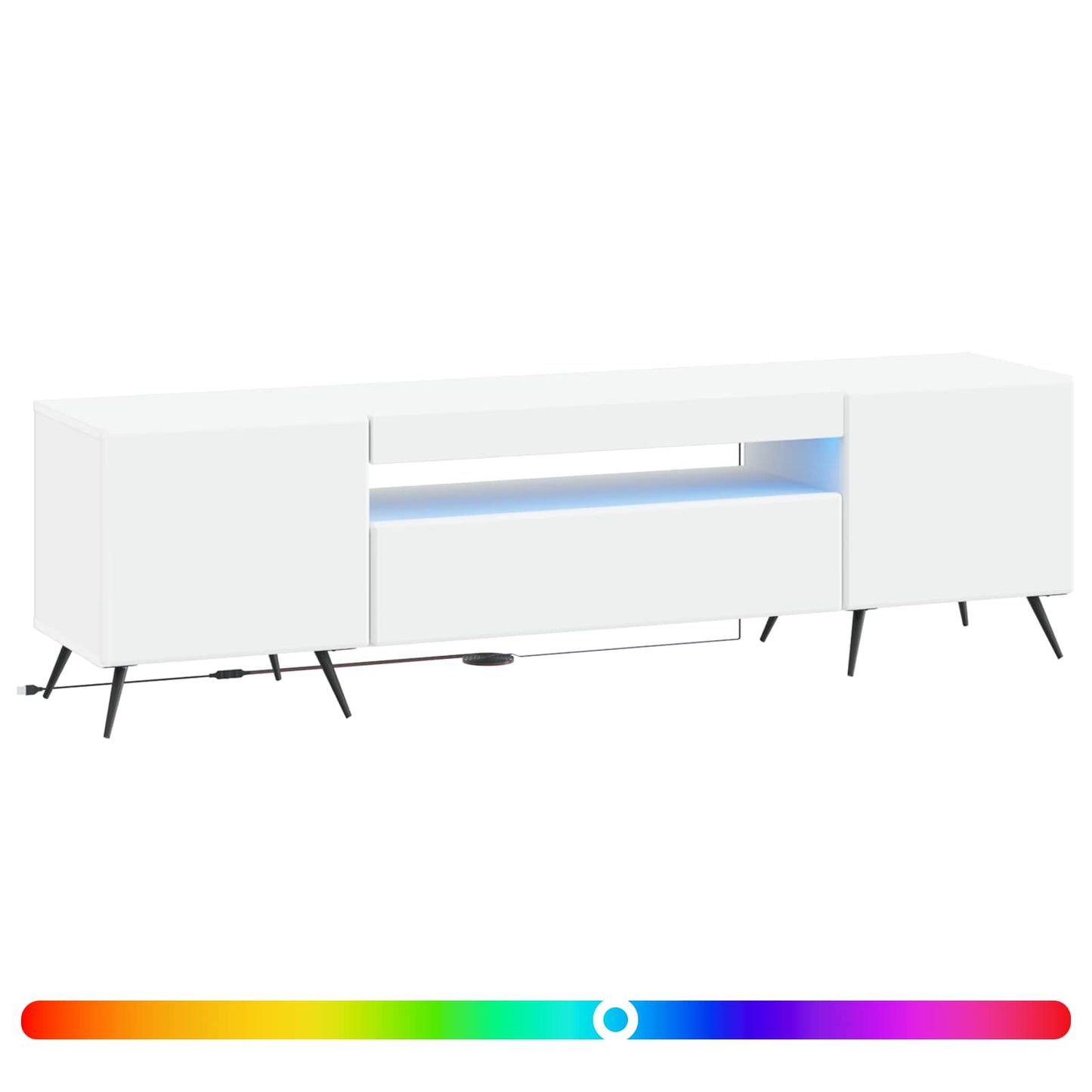 LED tv-meubel Wit Bewerkt hout