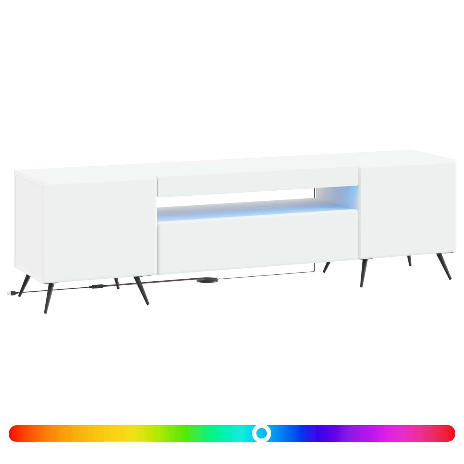 LED tv-meubel Wit Bewerkt hout
