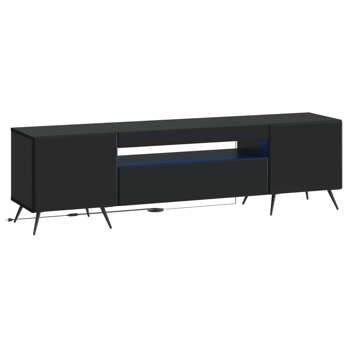LED tv-meubel Zwart Bewerkt hout
