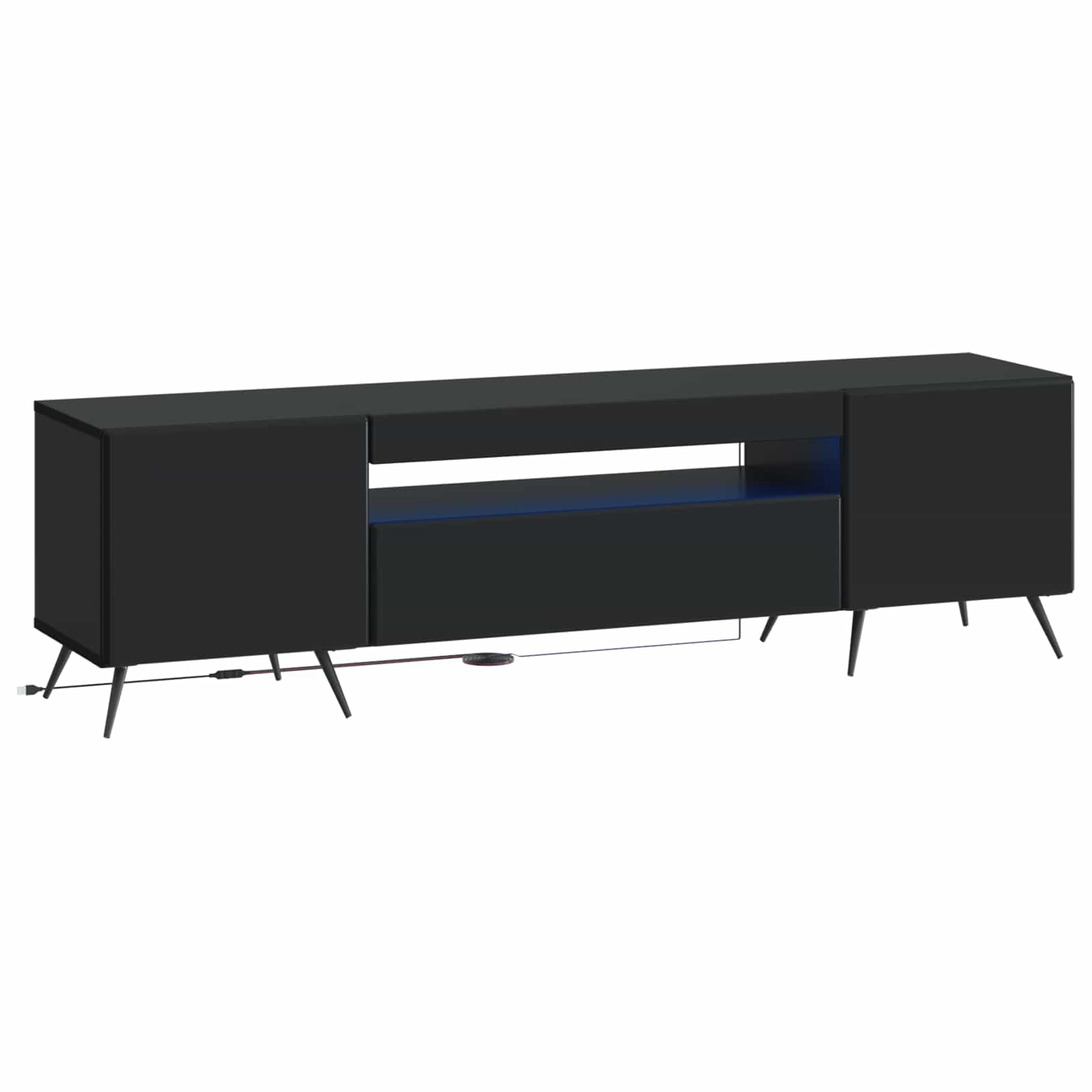 LED tv-meubel Zwart Bewerkt hout