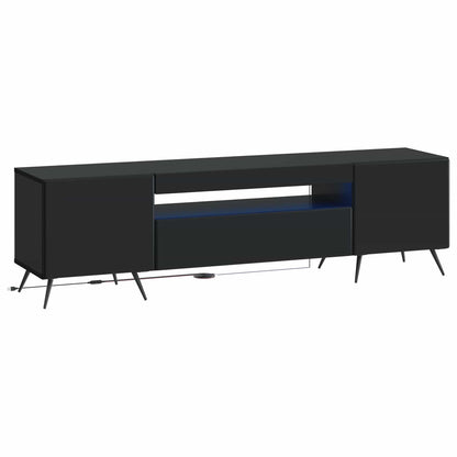 LED tv-meubel Zwart Bewerkt hout