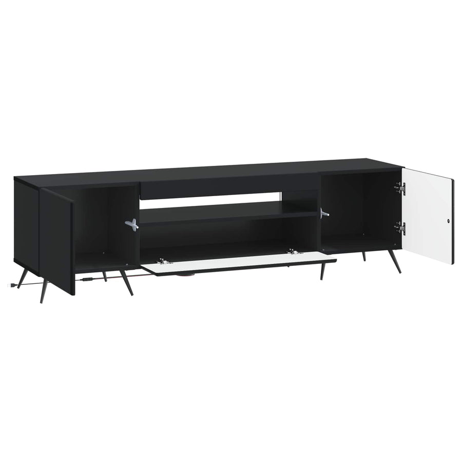 LED tv-meubel Zwart Bewerkt hout
