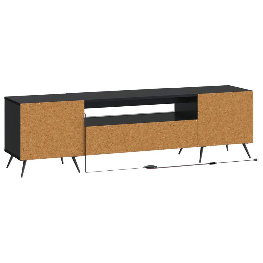 LED tv-meubel Zwart Bewerkt hout