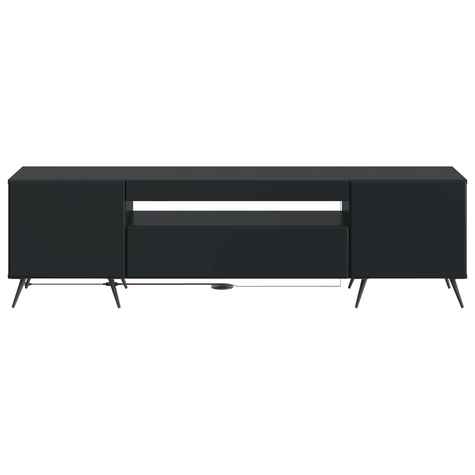 LED tv-meubel Zwart Bewerkt hout