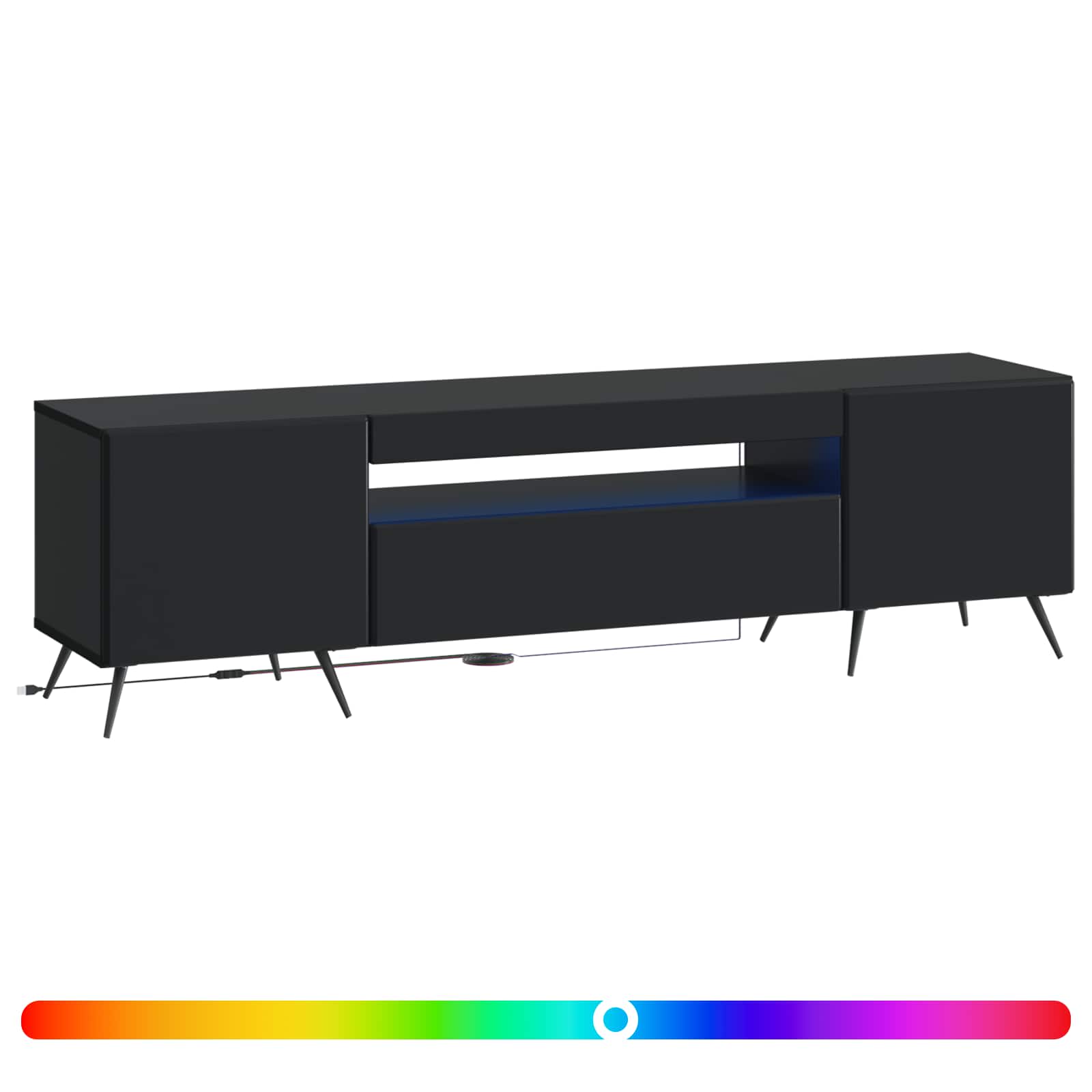 LED tv-meubel Zwart Bewerkt hout
