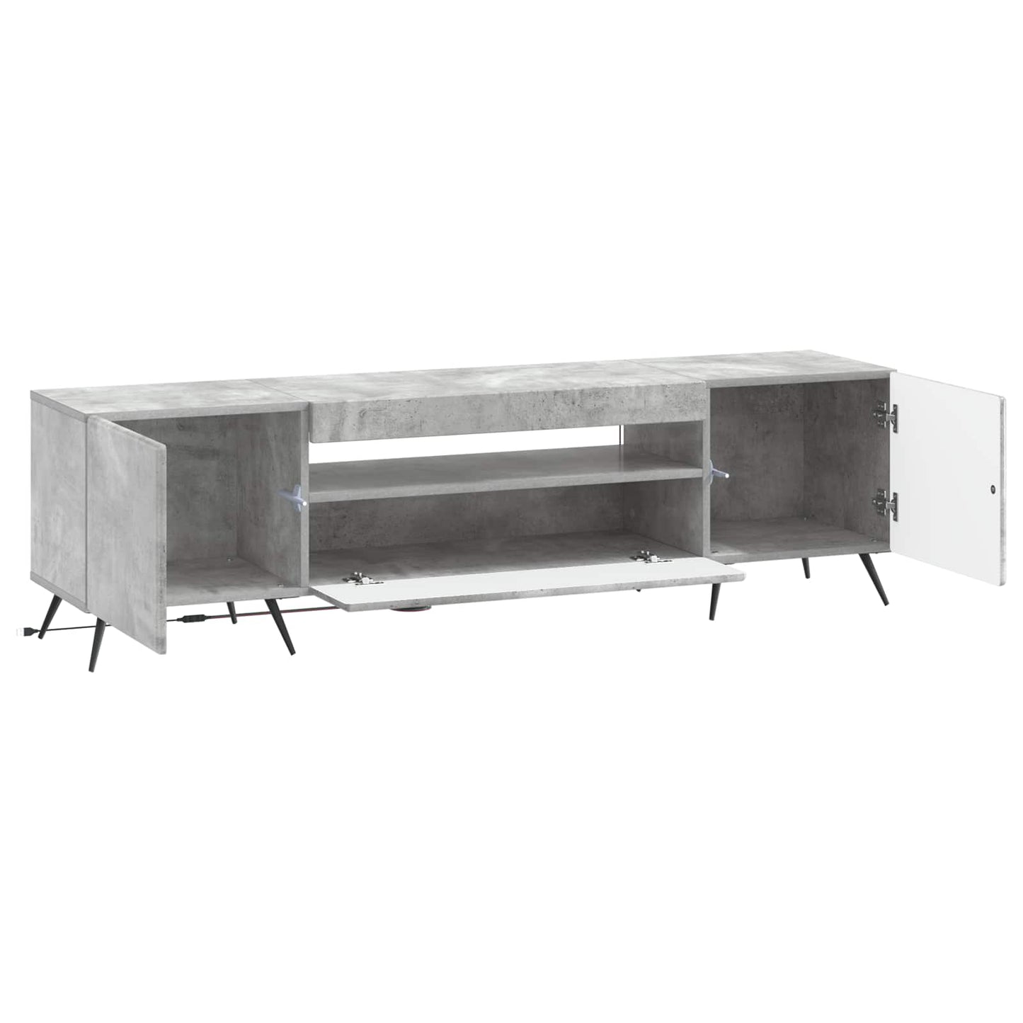 LED tv-meubel Betongrijs Bewerkt hout