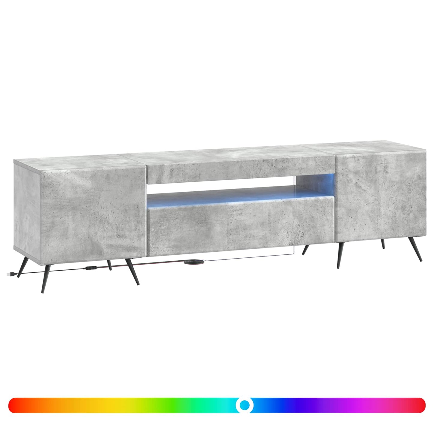 LED tv-meubel Betongrijs Bewerkt hout