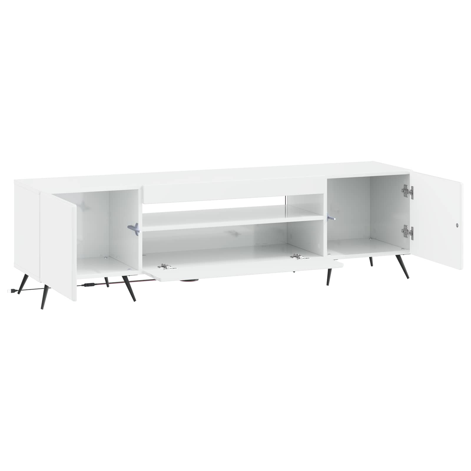 LED tv-meubel Hoogglans Wit Bewerkt hout