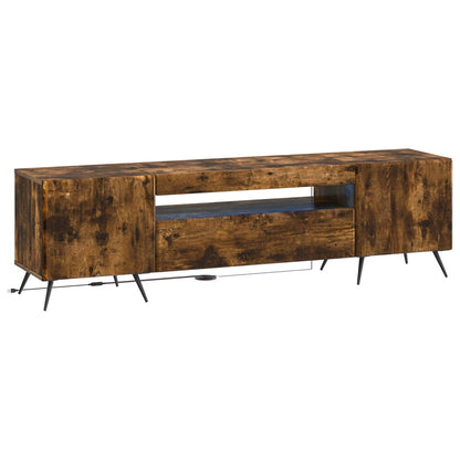 LED tv-meubel Gerookt eiken Bewerkt hout