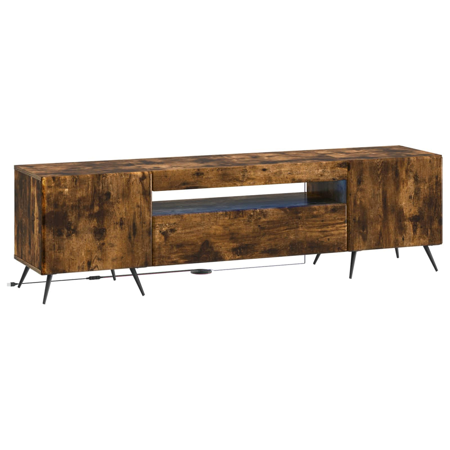 LED tv-meubel Gerookt eiken Bewerkt hout