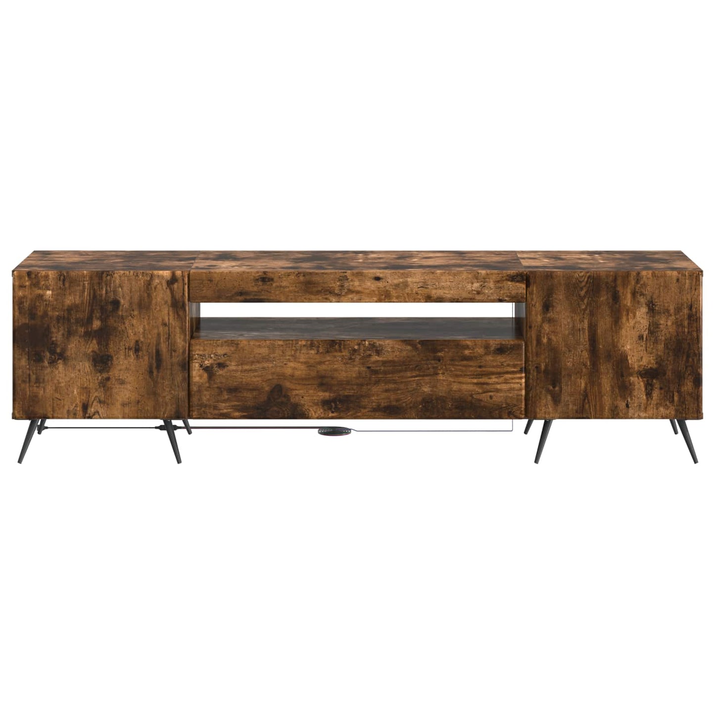 LED tv-meubel Gerookt eiken Bewerkt hout