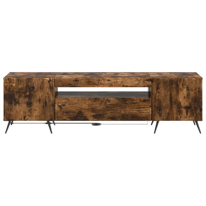 LED tv-meubel Gerookt eiken Bewerkt hout