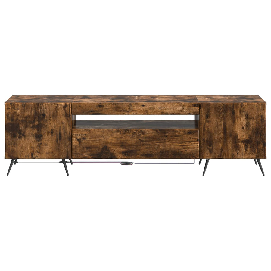 LED tv-meubel Gerookt eiken Bewerkt hout