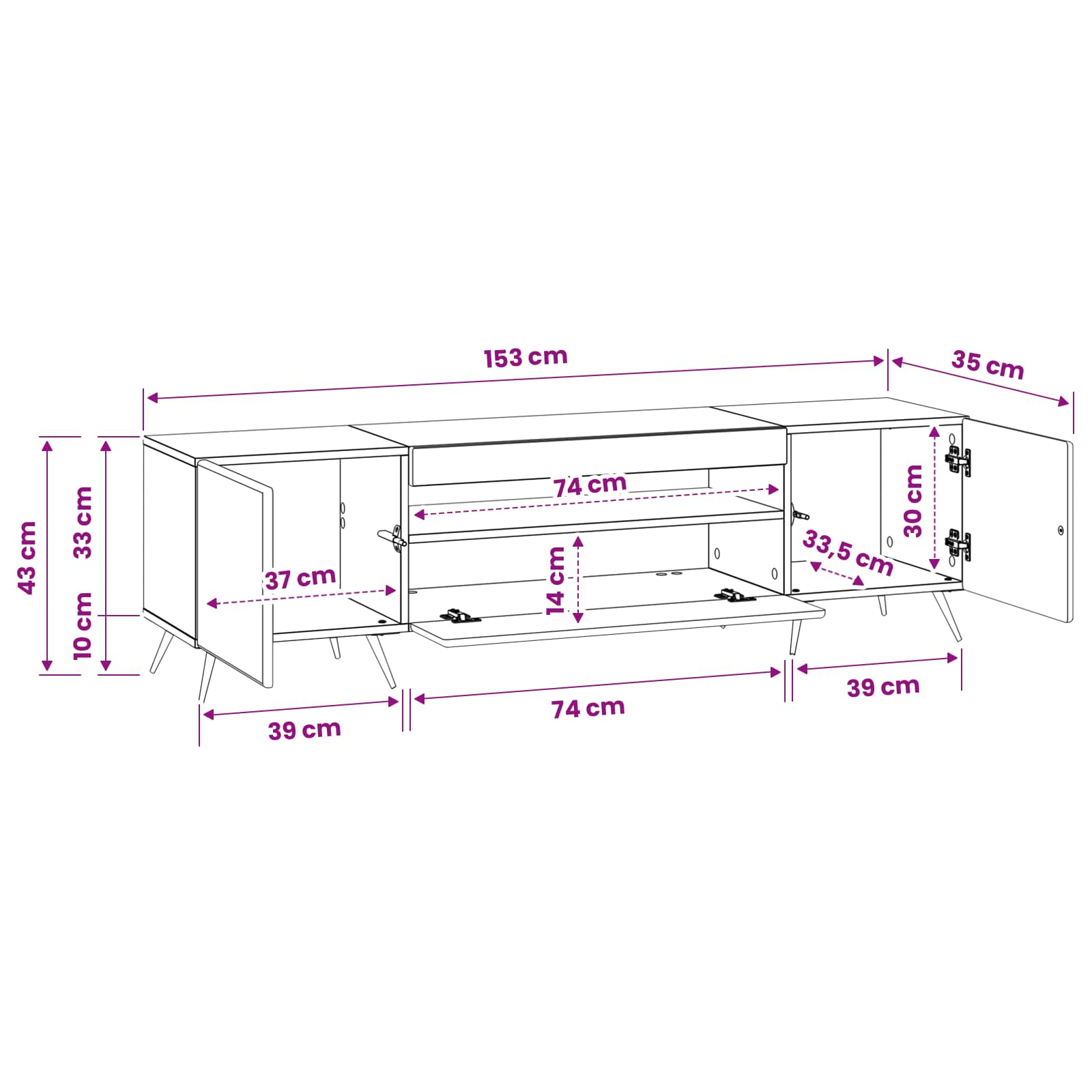 LED tv-meubel Grijs Sonoma Bewerkt hout