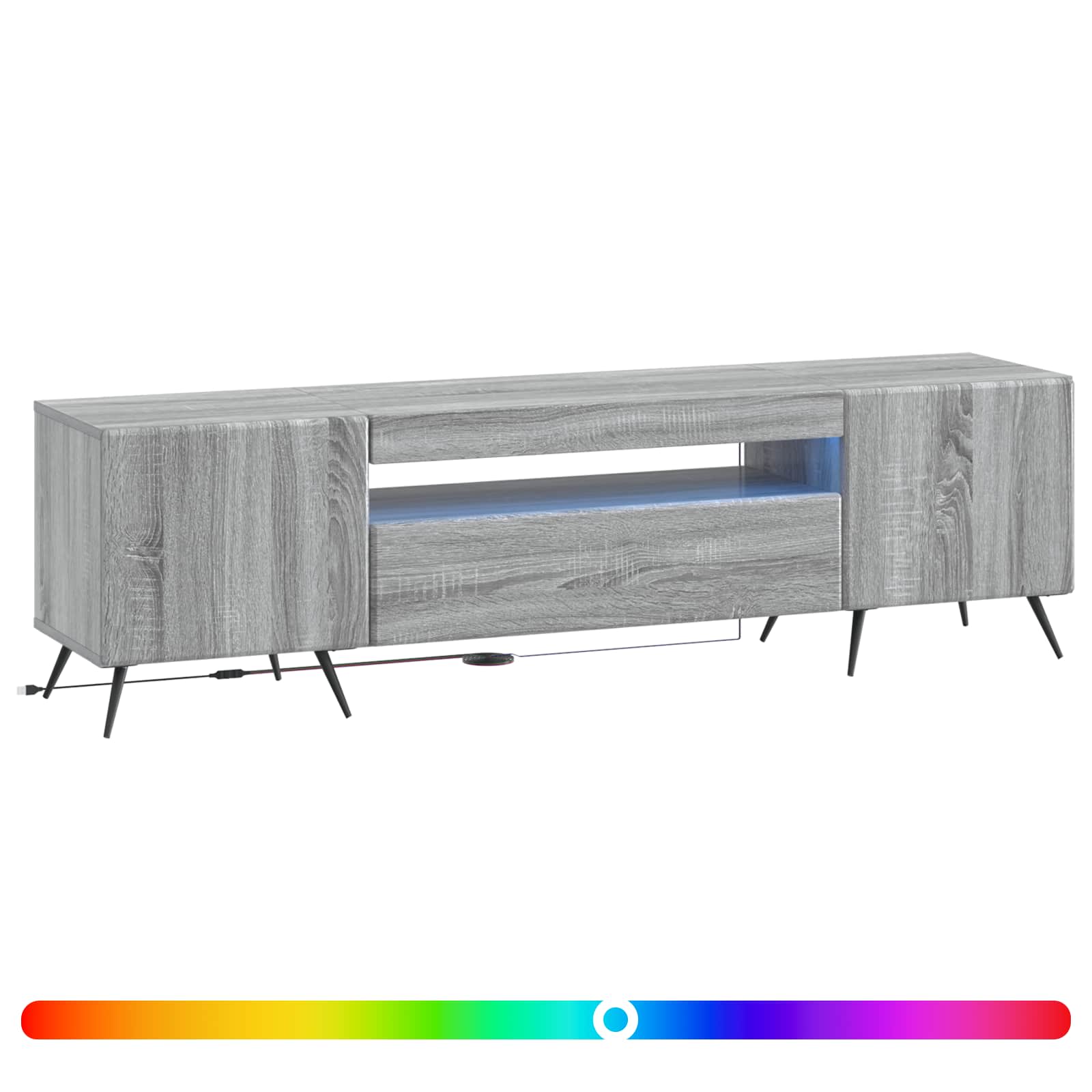 LED tv-meubel Grijs Sonoma Bewerkt hout