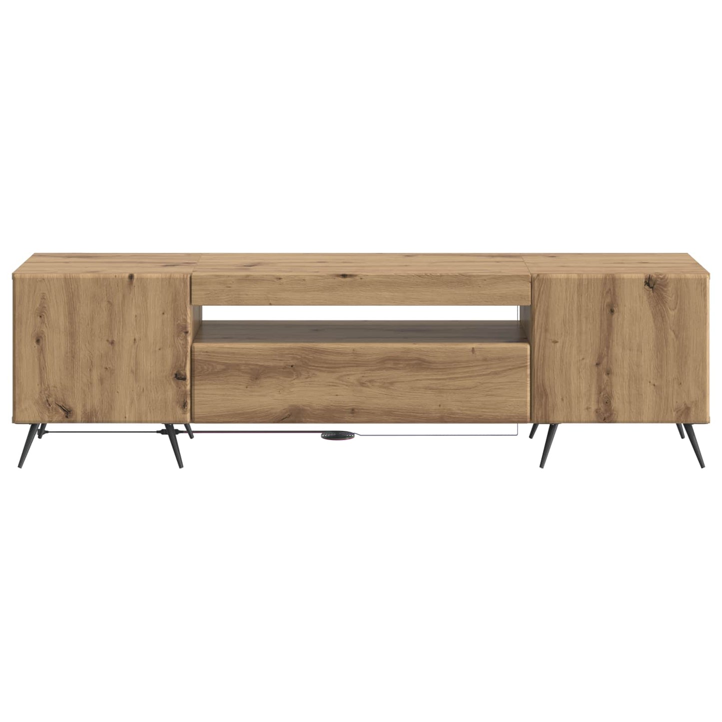 LED tv-meubel Artisanaal eiken Bewerkt hout
