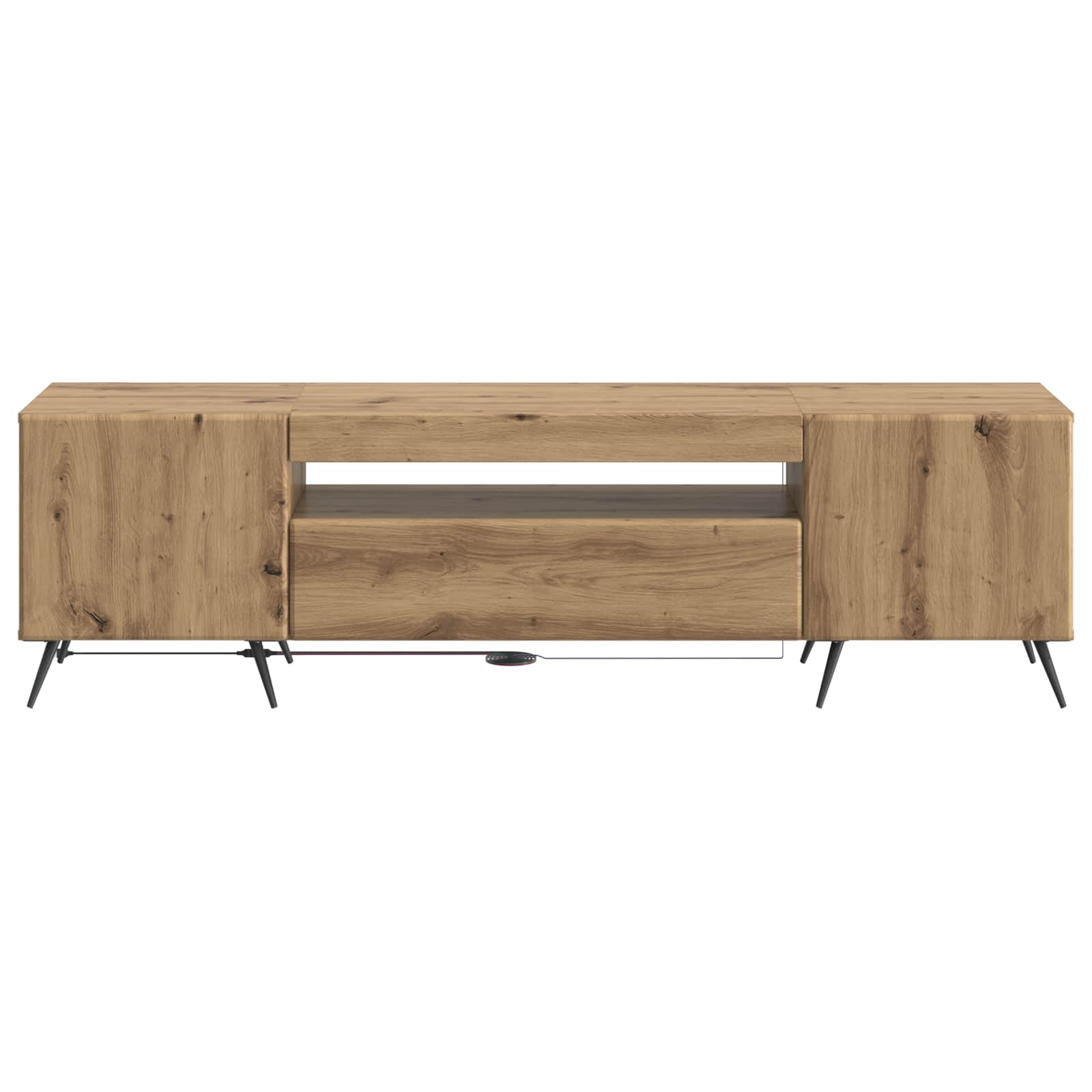 LED tv-meubel Artisanaal eiken Bewerkt hout