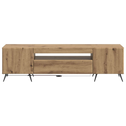 LED tv-meubel Artisanaal eiken Bewerkt hout