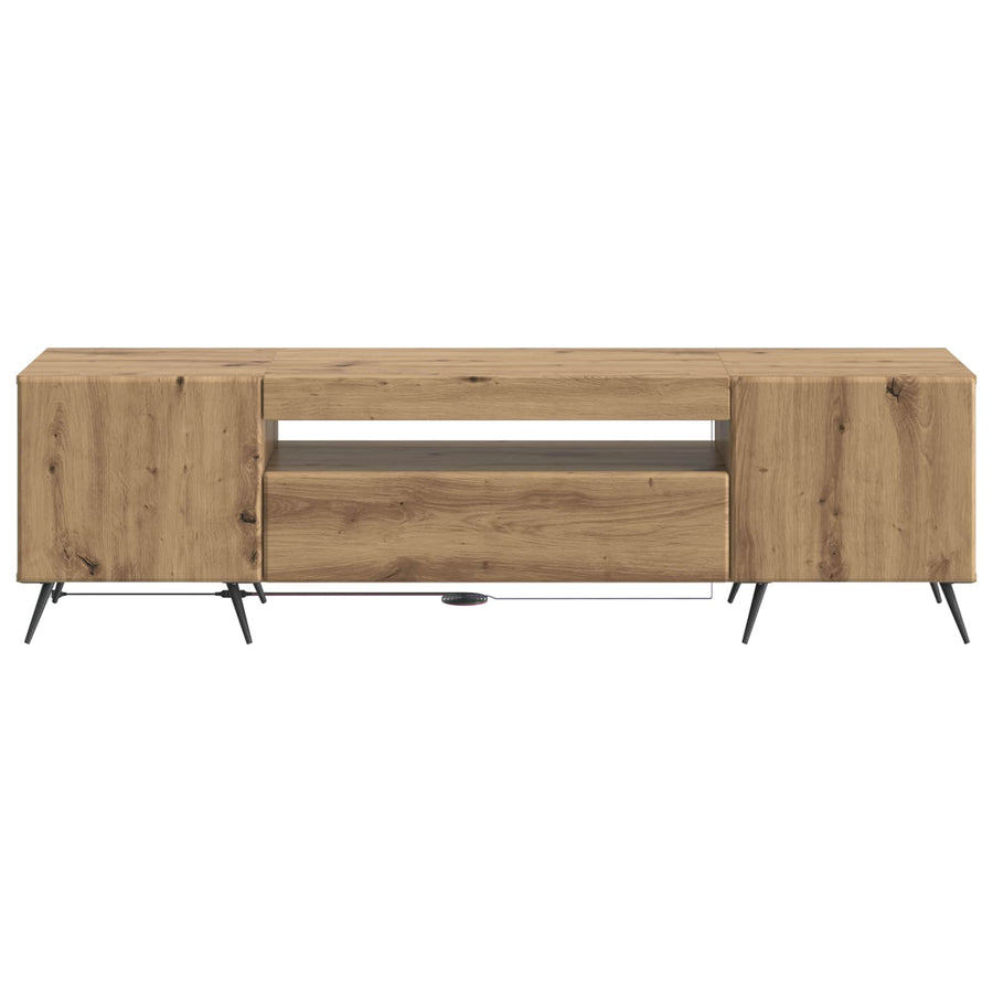 LED tv-meubel Artisanaal eiken Bewerkt hout