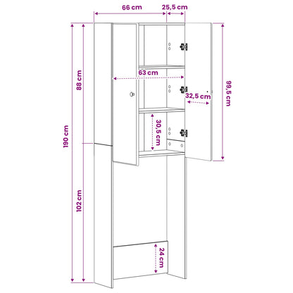 Toiletkast BREDA Sonoma Eiken 66 x 25,5 x 190 cm Bewerkt hout