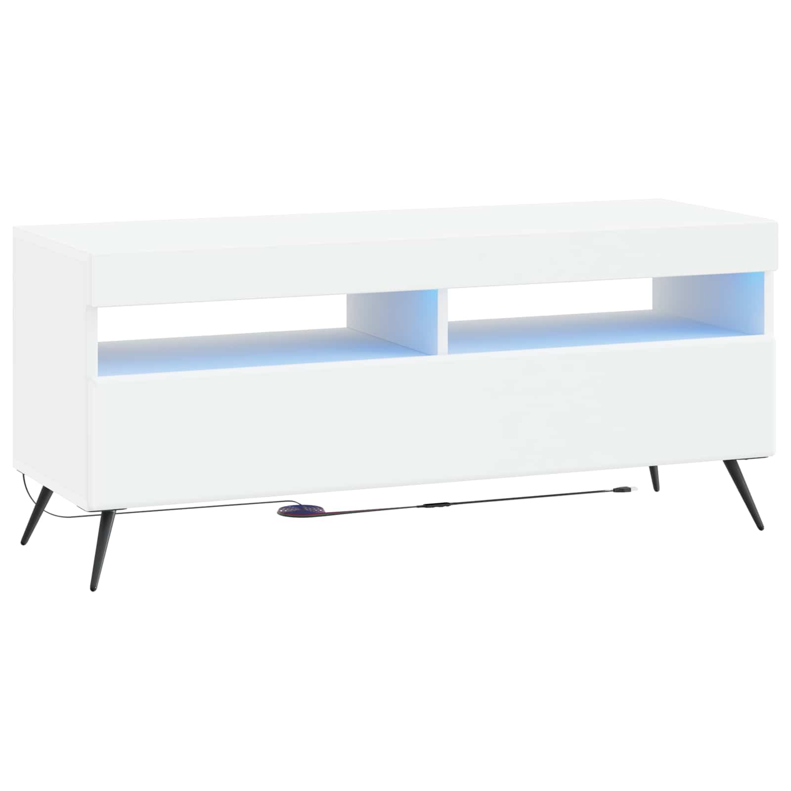 LED tv-meubel Wit Bewerkt hout