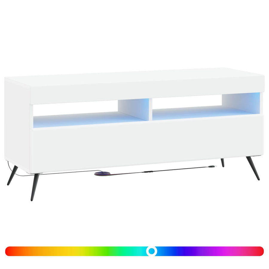 LED tv-meubel Wit Bewerkt hout