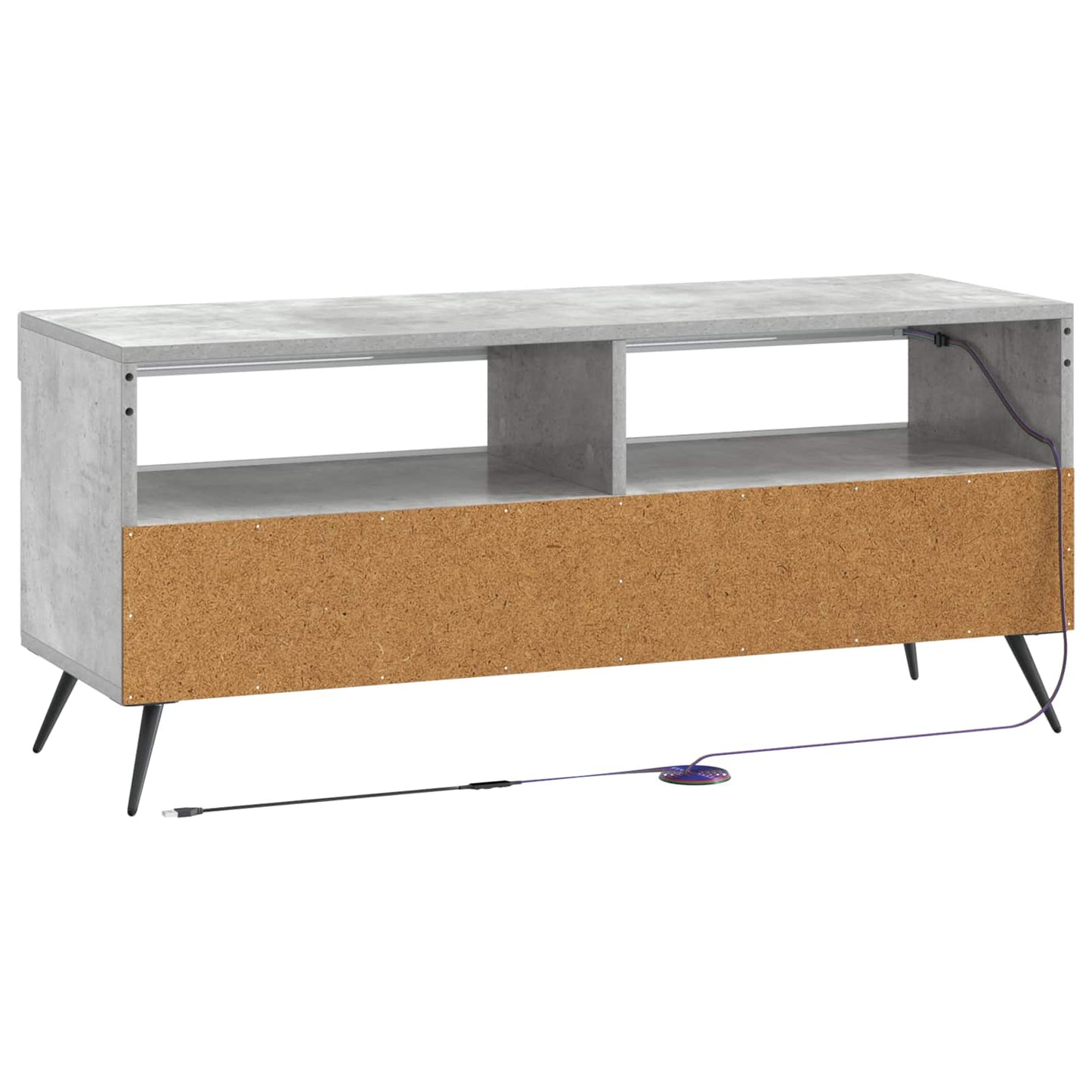 LED tv-meubel Betongrijs Bewerkt hout