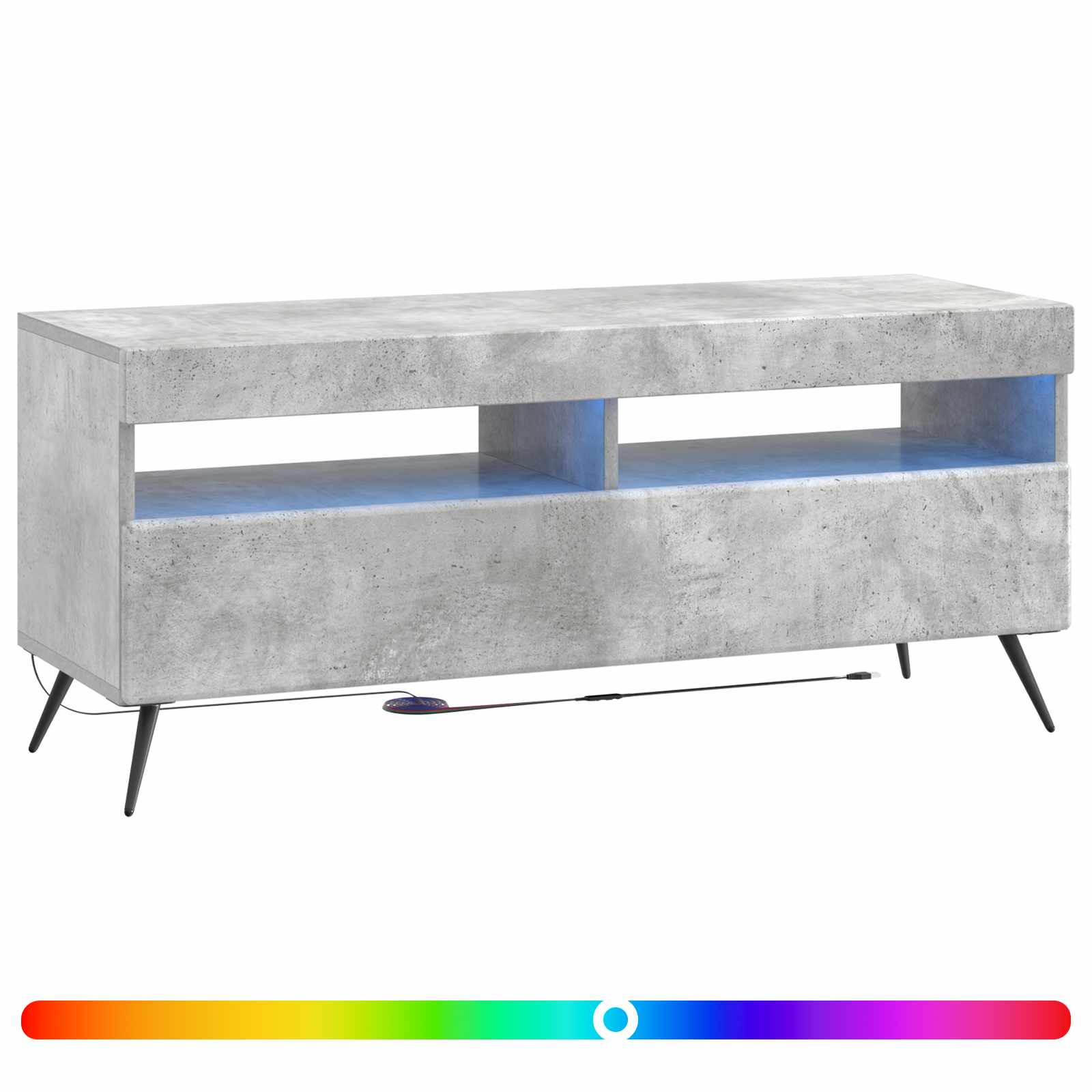 LED tv-meubel Betongrijs Bewerkt hout