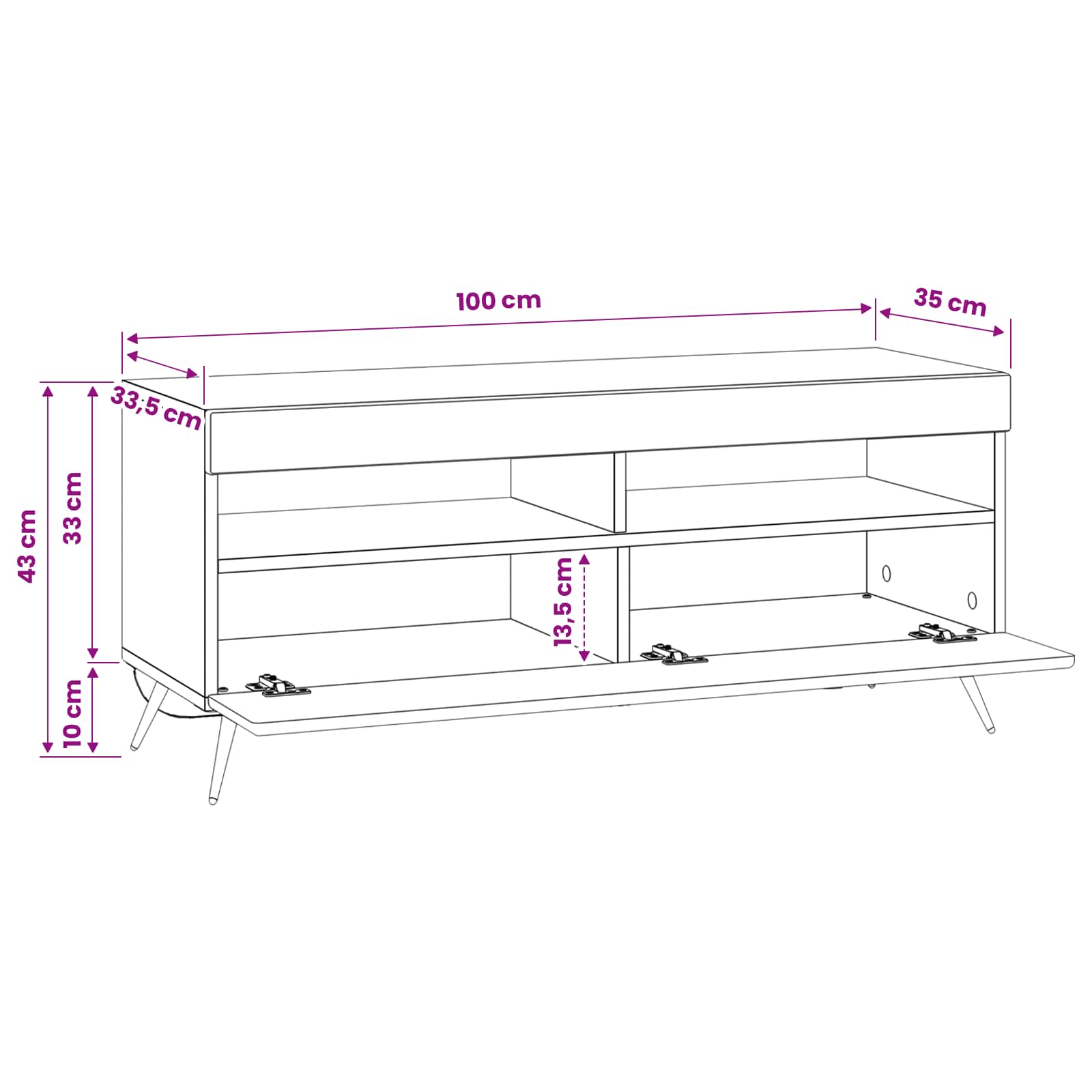 LED tv-meubel Hoogglans Wit Bewerkt hout