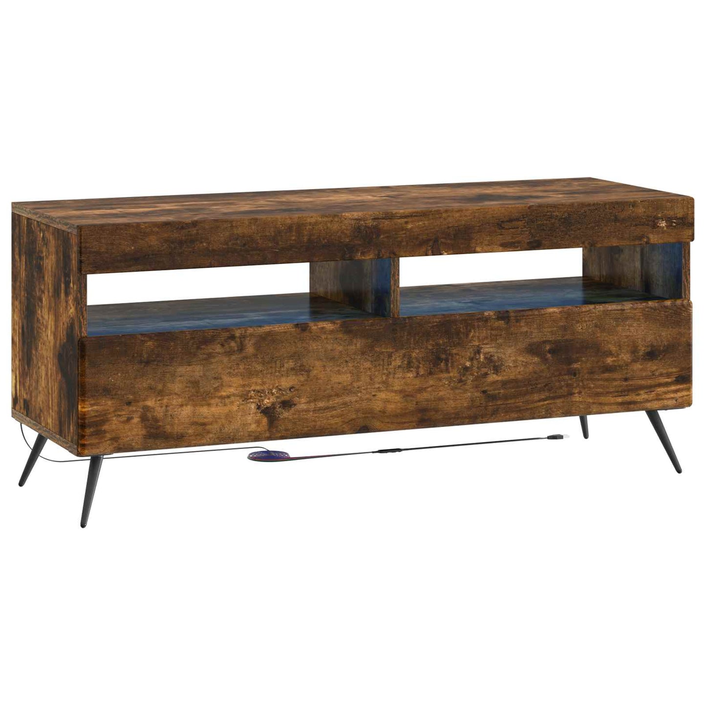 LED tv-meubel Gerookt eiken Bewerkt hout