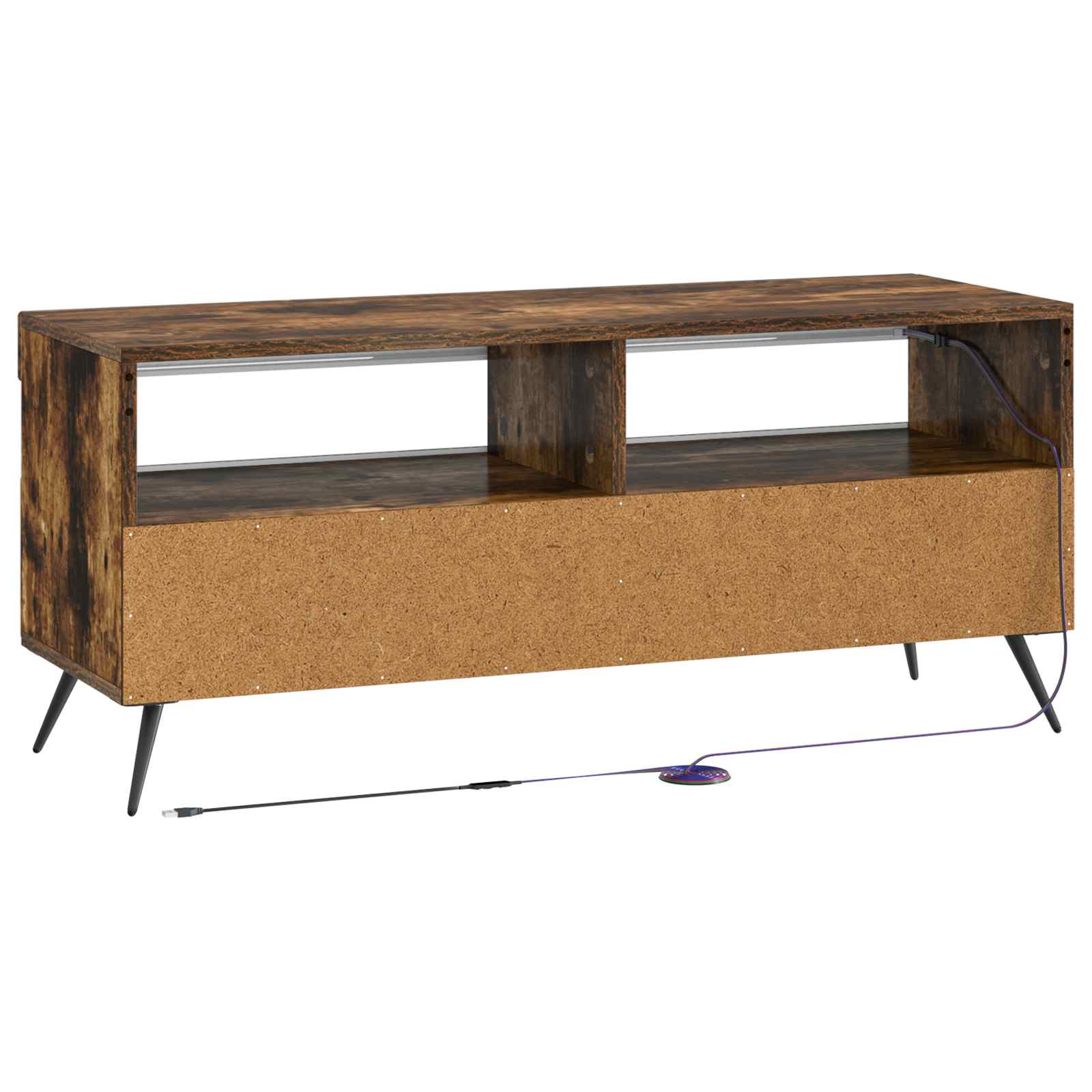 LED tv-meubel Gerookt eiken Bewerkt hout