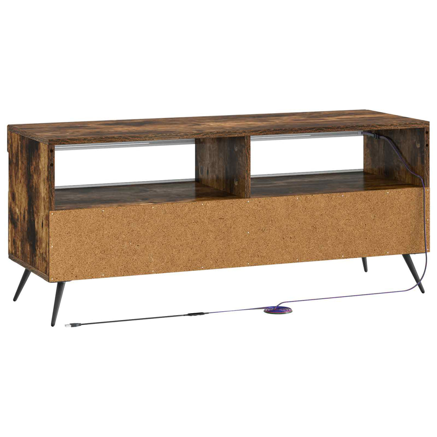 LED tv-meubel Gerookt eiken Bewerkt hout