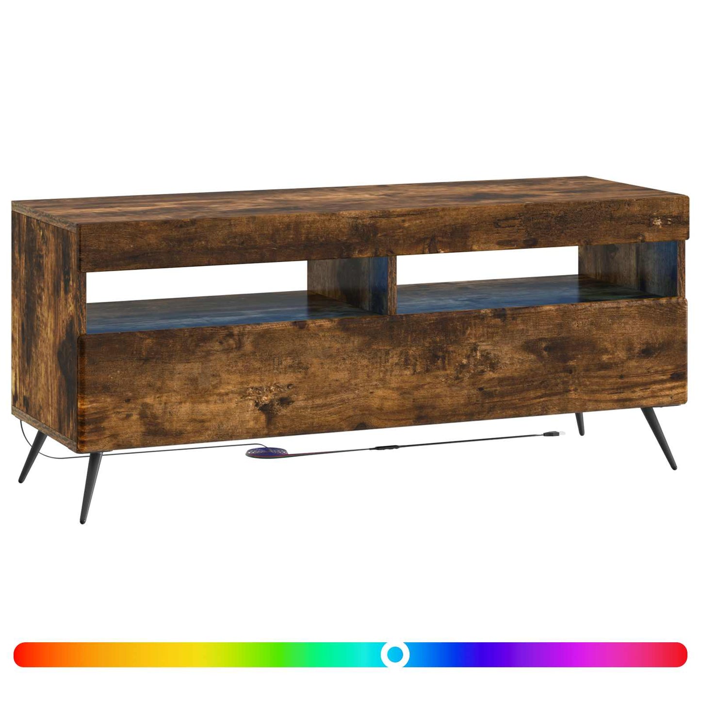 LED tv-meubel Gerookt eiken Bewerkt hout