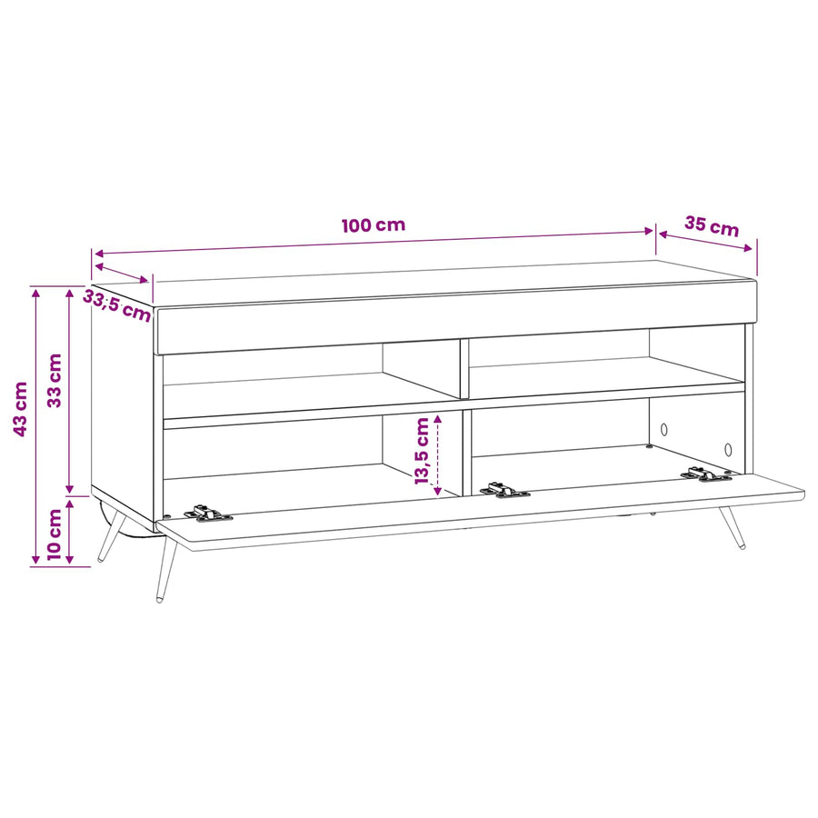 LED tv-meubel Artisanaal eiken Bewerkt hout
